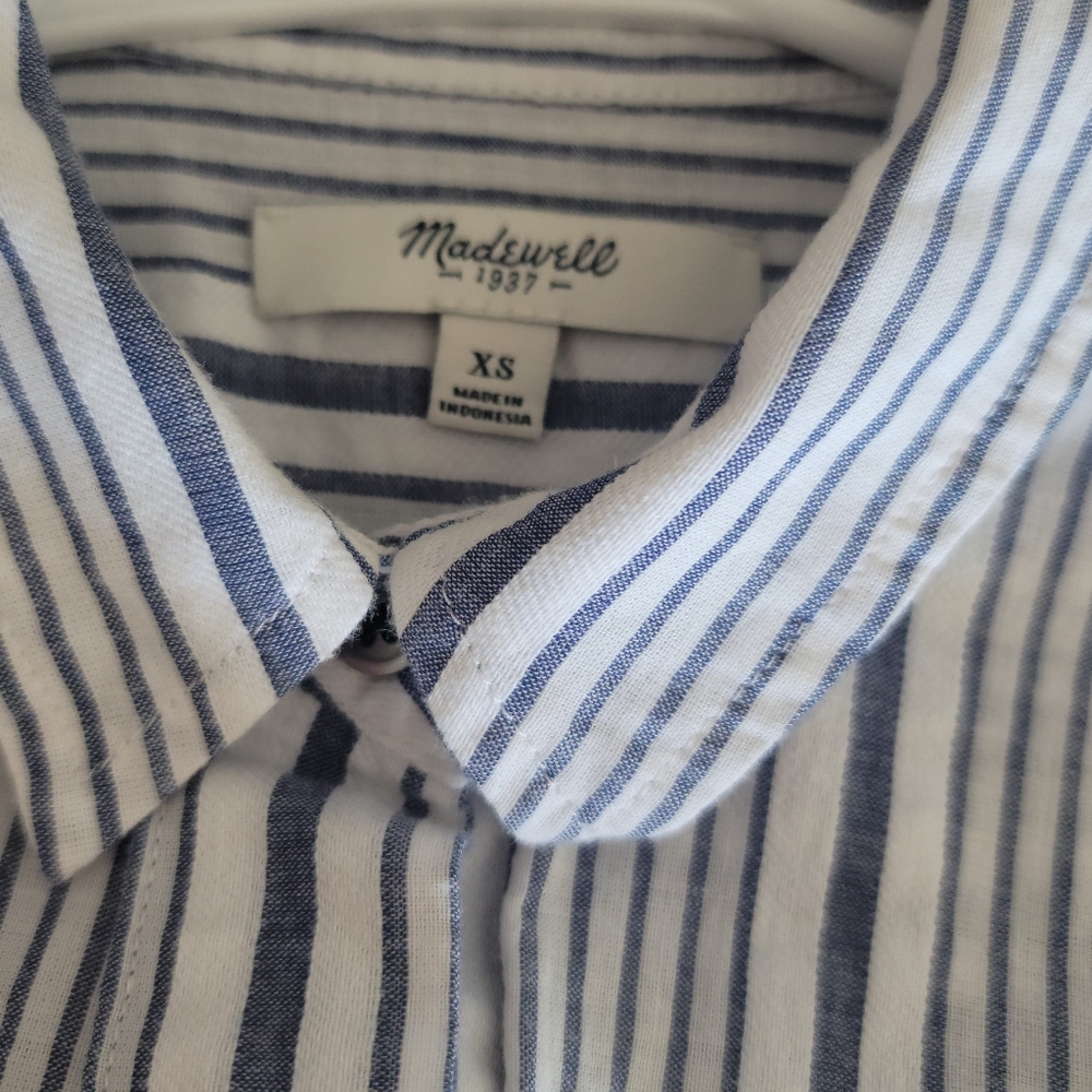Madewell Front Tie Striped Long Sleeve Button Down - Picture 6 of 8